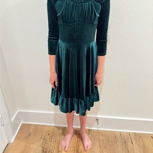 Ivy City Co Velvet Green Kids Formal Dress
